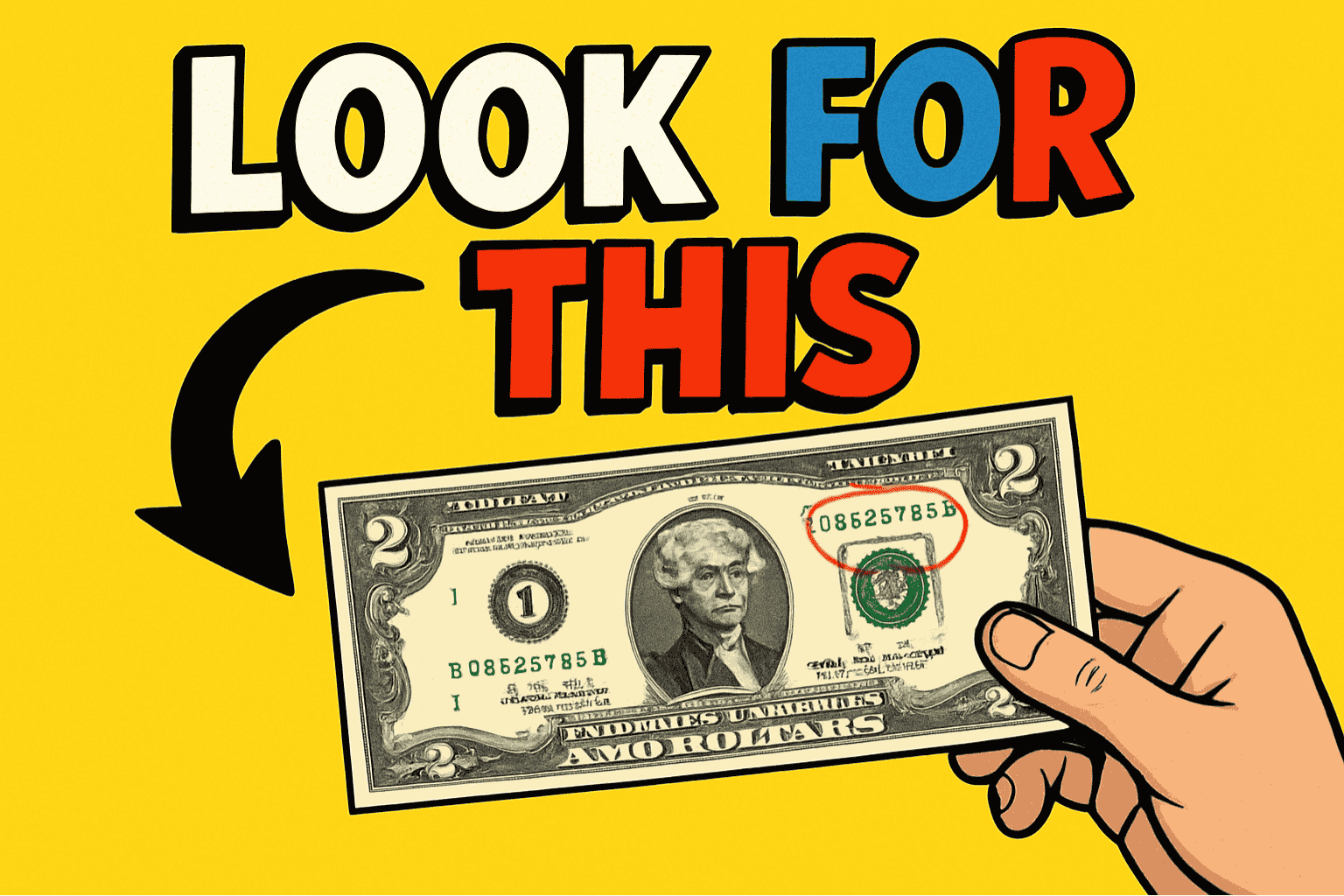 Rare $2 bill value by serial number at $2.612