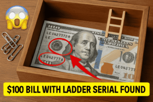$100 Bill With Ladder Serial Found in Office Desk Drawer